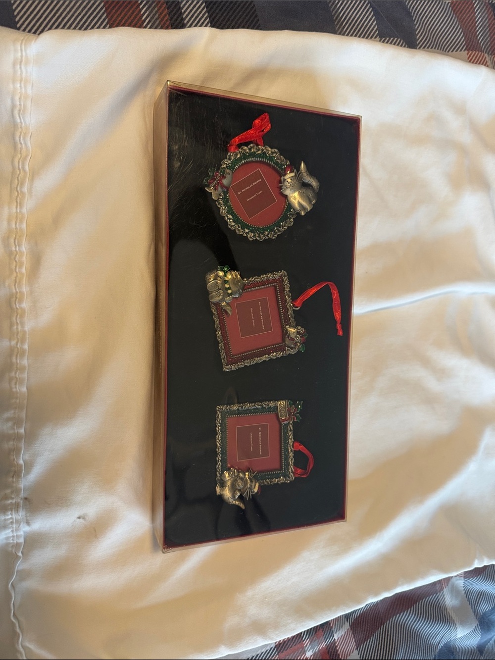 St. Nicholas Square Red and Silver Mini Frame Ornament Set - 3 Pack